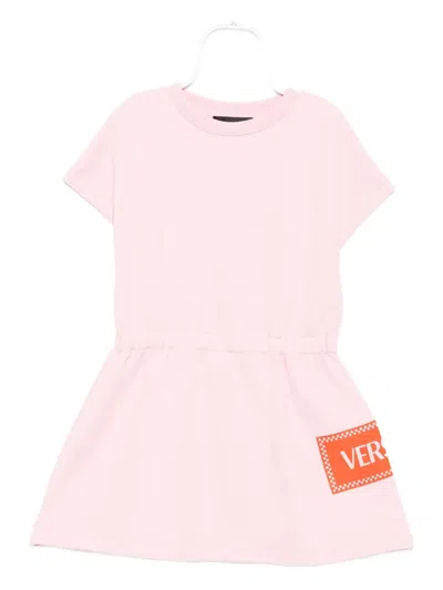 Versace Kids' 90s Vintage Logo Sweatshirt Dress In Pink