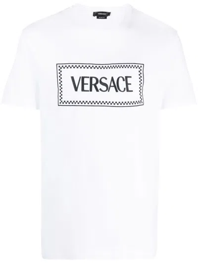 Versace Embroidered Logo T-shirt In White