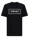 Versace T-shirt With Logo Embroidery Women In Black
