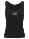 Versace 90s Vintage Logo Ribbed Tank Top In Black