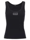 Versace 90s Vintage Logo Ribbed Tank Top In Black