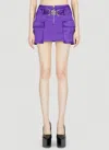 Versace Medusa Satin Cargo Miniskirt In Purple