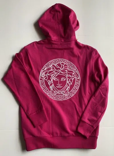 Pre-owned Versace $950  Women's Medusa Hooded Pink Jacket 10 Us (44 Euro) A231242 It
