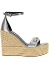 Versace 'gorgone '95' Espadrille Wedges In Silber