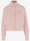Versace Cotton Crop Shirt With Pinstripe Chain Pattern