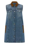 Versace Women Blue Sleeveless Buttoned Mini Dress, M Luxury Dresses For Women Darveys In Blue