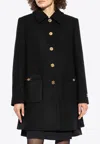 Versace A-line Felted-wool Coat In Black