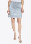 Versace Mini Skirt In Tweed With Belt Detail In Blue
