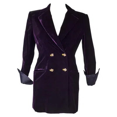 Pre-owned Versace A  Cardinal Purple Velvet Evening Tuxedo Jacket Circa 2000