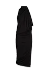 Versace Draped One Shoulder Midi Dress In 1b000