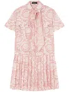 Versace Barocco Athena Pleated Minidress In Rosa