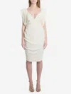 Versace Crepe Marocaine Cocktail Dress V Neckline In Neutral