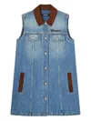 Versace Women Blue Sleeveless Buttoned Mini Dress, M Luxury Dresses For Women Darveys In Blue