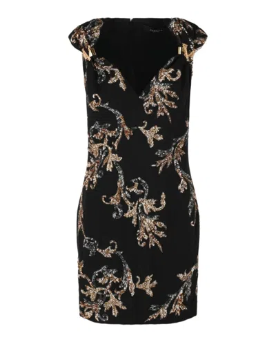 VERSACE ACANTHUS LEAF SEQUIN & CRYSTAL EMBELLISHED MINIDRESS