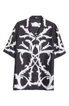 VERSACE VERSACE ACANTHUS LEAVES SILK TWILL BUTTON-UP SHIRT