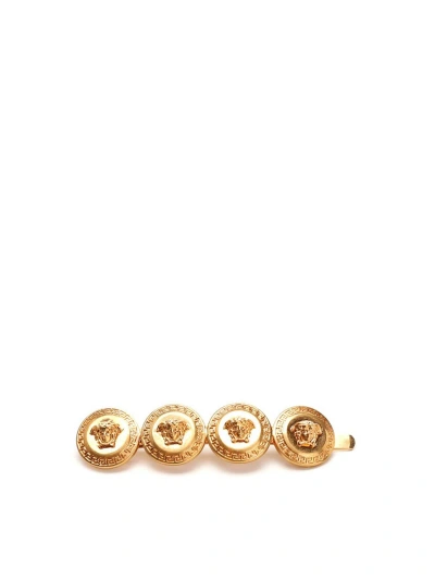 Versace Medusa Tribute Hair Clip In Gold Finish In Dorado