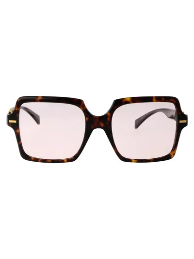 Versace Acetate Havana Sunglasses In Brown