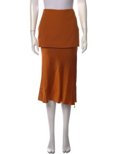 Pre-owned Versace Acetate Midi Length Skirt In Orange