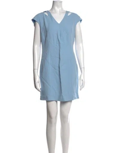 Pre-owned Versace Acetate Mini Dress In Blue