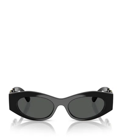 Versace Acetate Oval Sunglasses In Black