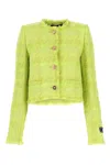 Versace Wool Blend Lurex Tweed Crop Jacket In 1gf10