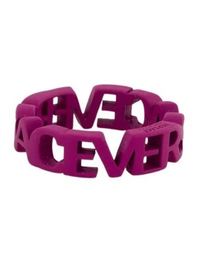 Pre-owned Versace Acrylic Paint Logo Letter Band Ring In Purple
