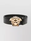 Versace Adjustable Belt Gold-tone Buckle In Black