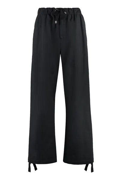 Versace Adjustable Cotton Trousers For Men In Black