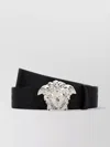 Versace Adjustable Fabric Medusa Belt With Silver-tone Hardware In Black