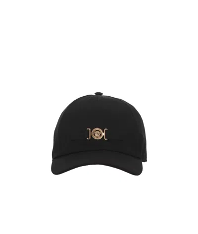 Versace Medusa Biggie Cotton Drill Adjustable Baseball Cap In Black