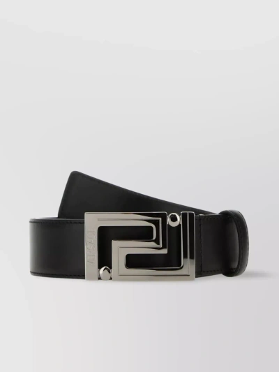 Versace Adjustable Length Leather Belt In Black