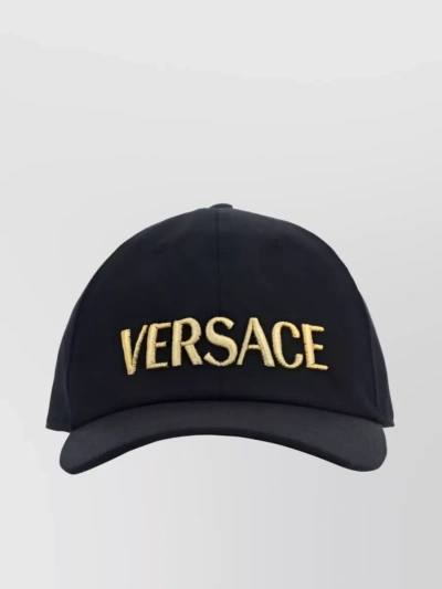 Versace Cappello In Cotone Nero In Black