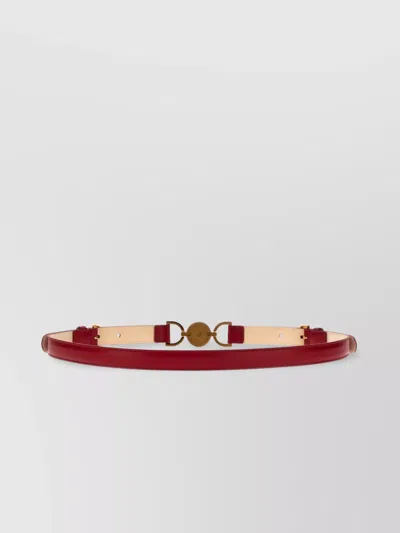 Versace Adjustable 'medusa' Belt Gold-tone Hardware In Red