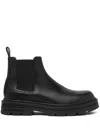 Versace Logo-debossed Leather Ankle Boots In Black