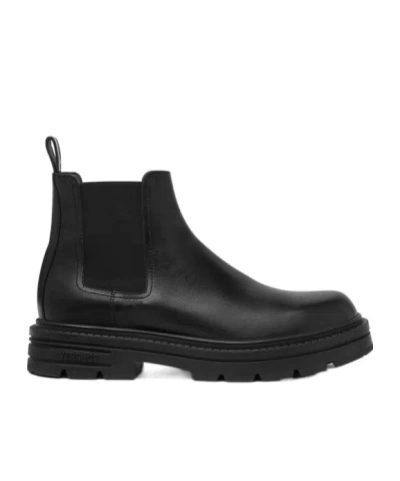 Versace Adriano Leather Chelsea Boots In Black