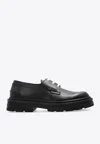 Versace Adriano Leather Derby Shoes In Black