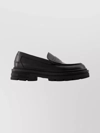Versace Adriano Leather Loafers Chunky Sole In Black