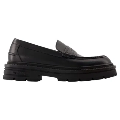 VERSACE ADRIANO LOAFERS - VERSACE - LEATHER - BLACK