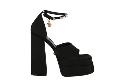 Pre-owned Versace Aevitas 160mm Pointy Platform Sandals Black (women's)