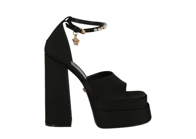 Pre-owned Versace Aevitas 160mm Pointy Platform Sandals (women's) Sneakers In Black