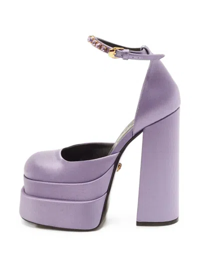 Pre-owned Versace Aevitas Medusa Double-platform Pumps In Purple