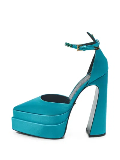 Pre-owned Versace Aevitas Platform Pumps In Blue