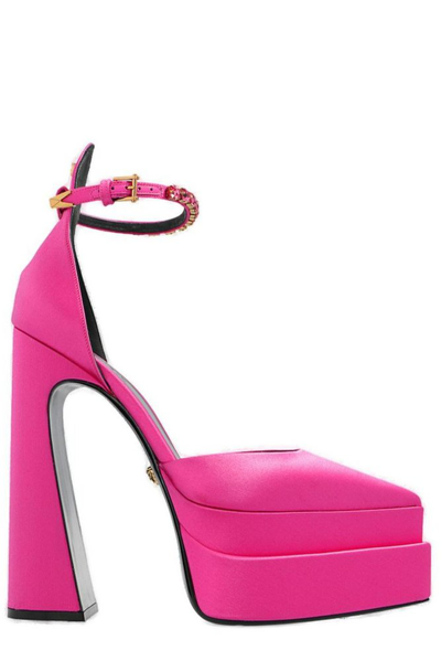 Versace Aevitas Pointy Platform Pumps In Pink