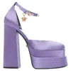 Versace Women's Medusa Aevitas Satin Crystal-embellished Platform Pumps In Purple