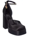 Versace Medusa Aevitas Embellished Satin Platform Pumps In Black