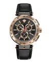 Versace Aion Chrono Leather Watch In Gold