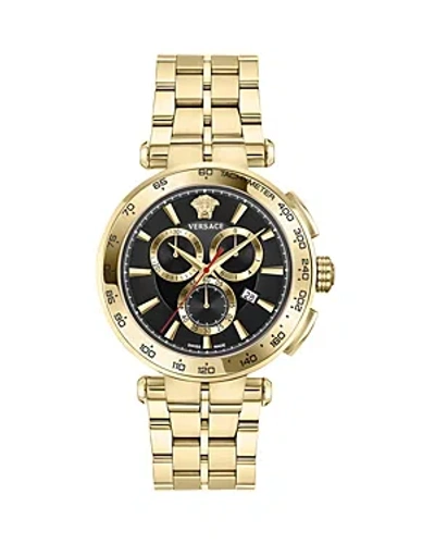 Versace Men's Swiss Chronograph Aion Gold Ion Plated Stainless Steel Bracelet Watch 45mm In Black/gold