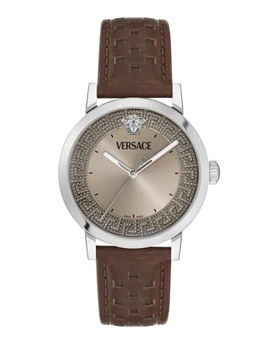 Versace Albireo Leather Watch In Multi