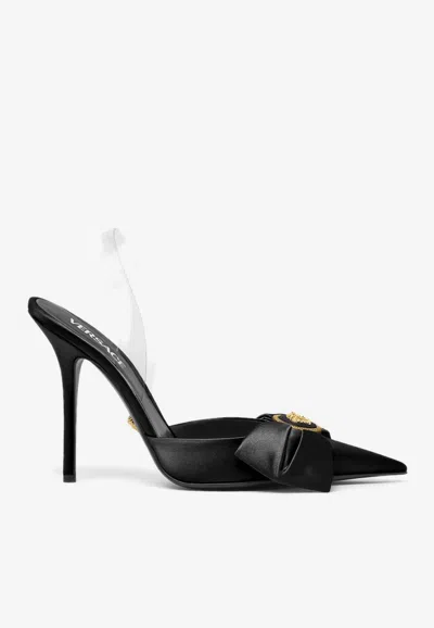 Versace Black Alia Slingback Heels In 1b00v-black-gold