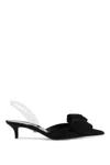 Versace Medusa Bow Embellished Rubber-trimmed Satin Slingback Pumps In Black